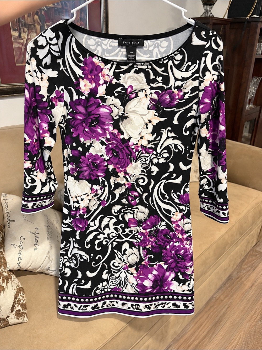White & Purple Floral Women’s Dress - White House Black Market